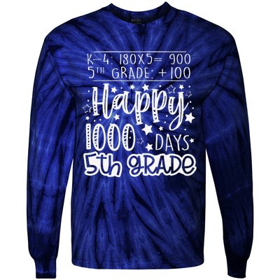 1000 Days Smarter Fifth Grade Teacher 100th Day Of School Tie-Dye Long Sleeve Shirt