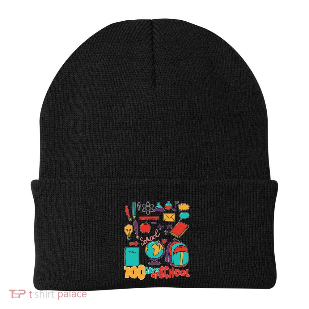 100 Days School Supplies Design Knit Cap Winter Beanie