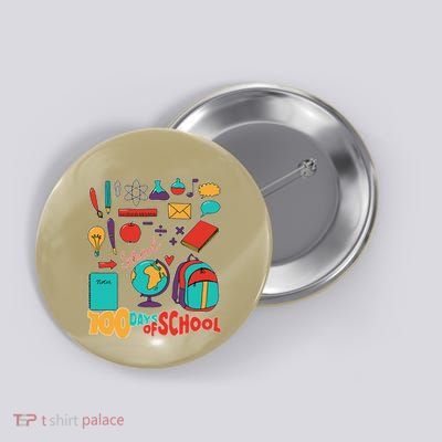 100 Days School Supplies Design Button
