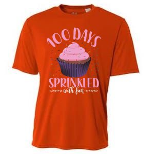 100 Days Sprinkled With Fun Teachers Cupcake 100th Day Gift Cooling Performance Crew T-Shirt