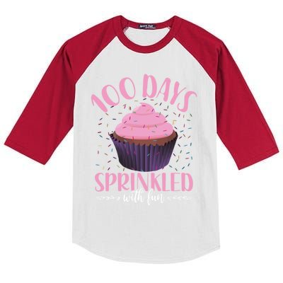 100 Days Sprinkled With Fun Teachers Cupcake 100th Day Gift Kids Colorblock Raglan Jersey