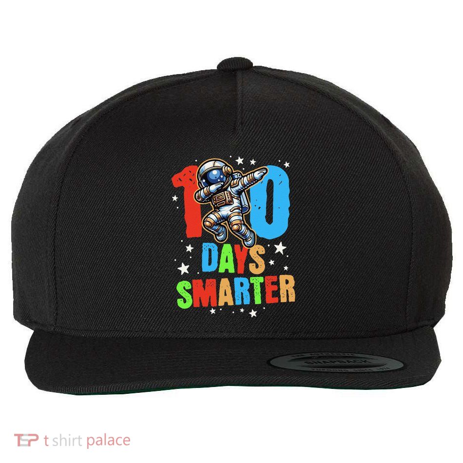 100 Days Smarter Astronaut Space 100th Day Of School Wool Snapback Cap