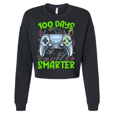 100 Days Smarter Funny Gamer Video Games Gaming Gift Cropped Pullover Crew