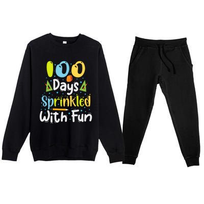 100 Days Sprinkled With Fun 100 Days Of School Gift Premium Crewneck Sweatsuit Set