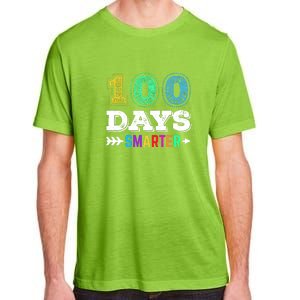 100 Days Smarter Teacher Or Student 100th Day Of School Adult ChromaSoft Performance T-Shirt