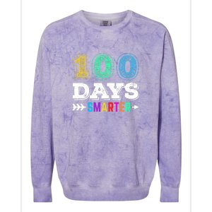 100 Days Smarter Teacher Or Student 100th Day Of School Colorblast Crewneck Sweatshirt