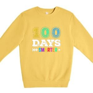 100 Days Smarter Teacher Or Student 100th Day Of School Premium Crewneck Sweatshirt