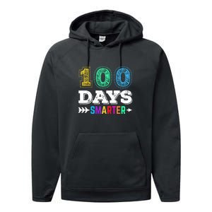 100 Days Smarter Teacher Or Student 100th Day Of School Performance Fleece Hoodie