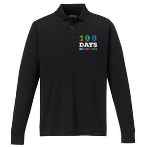 100 Days Smarter Teacher Or Student 100th Day Of School Performance Long Sleeve Polo