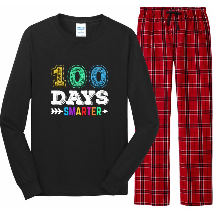 100 Days Smarter Teacher Or Student 100th Day Of School Long Sleeve Pajama Set