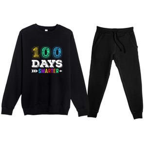 100 Days Smarter Teacher Or Student 100th Day Of School Premium Crewneck Sweatsuit Set