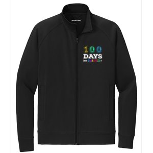 100 Days Smarter Teacher Or Student 100th Day Of School Stretch Full-Zip Cadet Jacket