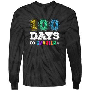 100 Days Smarter Teacher Or Student 100th Day Of School Tie-Dye Long Sleeve Shirt