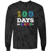 100 Days Smarter Teacher Or Student 100th Day Of School Tie-Dye Long Sleeve Shirt