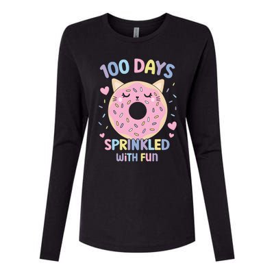 100 Days Sprinkled With Fun Donut School Womens Cotton Relaxed Long Sleeve T-Shirt