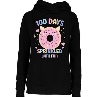 100 Days Sprinkled With Fun Donut School Womens Funnel Neck Pullover Hood