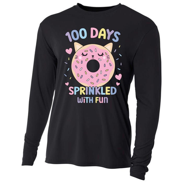 100 Days Sprinkled With Fun Donut School Cooling Performance Long Sleeve Crew