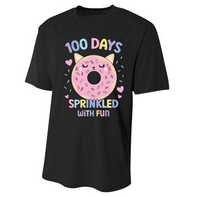 100 Days Sprinkled With Fun Donut School Performance Sprint T-Shirt