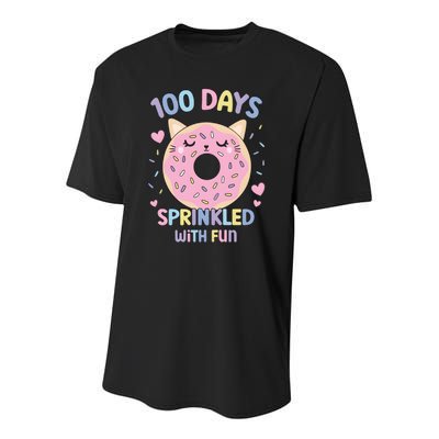 100 Days Sprinkled With Fun Donut School Youth Performance Sprint T-Shirt