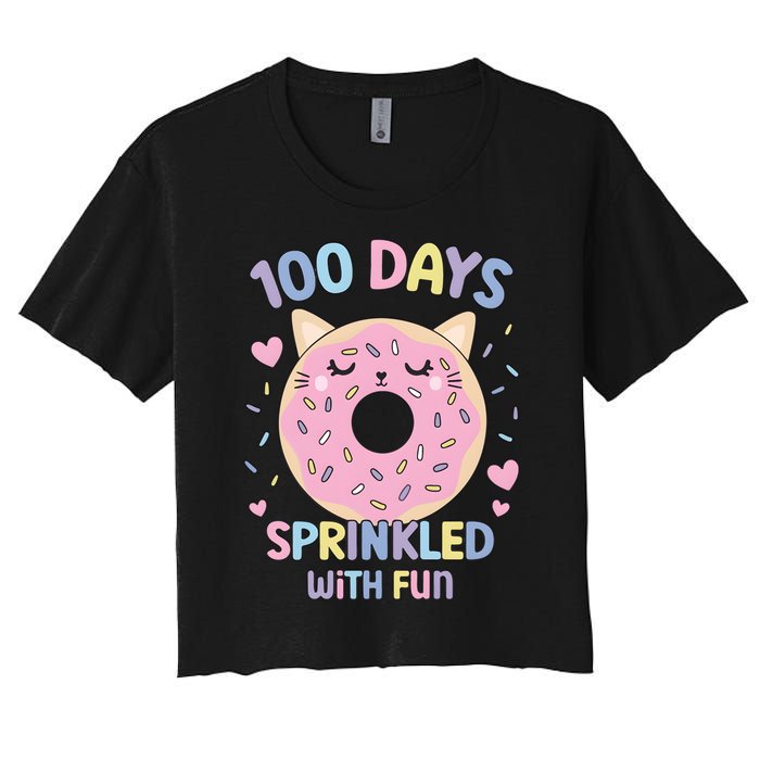 100 Days Sprinkled With Fun Donut School Women's Crop Top Tee