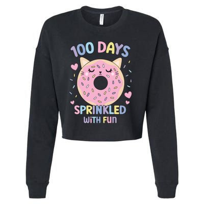 100 Days Sprinkled With Fun Donut School Cropped Pullover Crew