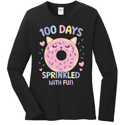 100 Days Sprinkled With Fun Donut School Ladies Long Sleeve Shirt