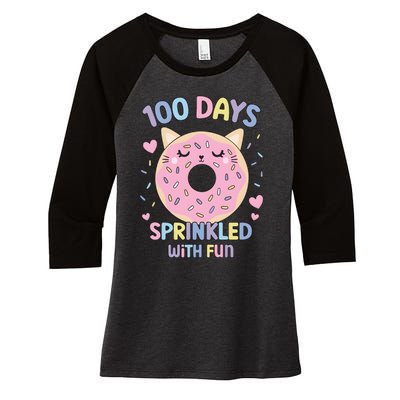 100 Days Sprinkled With Fun Donut School Women's Tri-Blend 3/4-Sleeve Raglan Shirt