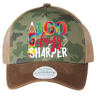 100 Days Sharper Teacher Student Legacy Tie Dye Trucker Hat