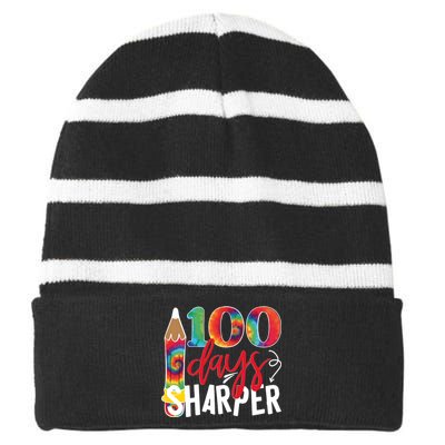 100 Days Sharper Teacher Student Striped Beanie with Solid Band