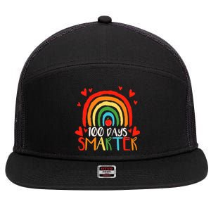 100 Days Smarter 100th Day Of School Teachers Gift 7 Panel Mesh Trucker Snapback Hat