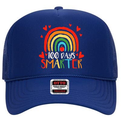 100 Days Smarter 100th Day Of School Teachers Gift High Crown Mesh Back Trucker Hat