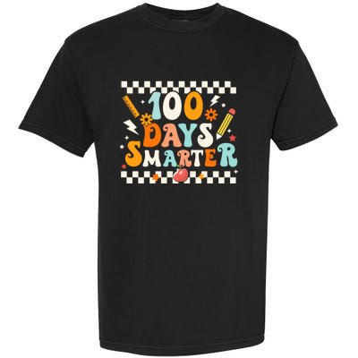 100 Days Smarter Groovy Retro Funny Happy 100 Days Of School Cute Gift Garment-Dyed Heavyweight T-Shirt