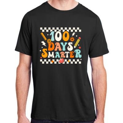 100 Days Smarter Groovy Retro Funny Happy 100 Days Of School Cute Gift Adult ChromaSoft Performance T-Shirt