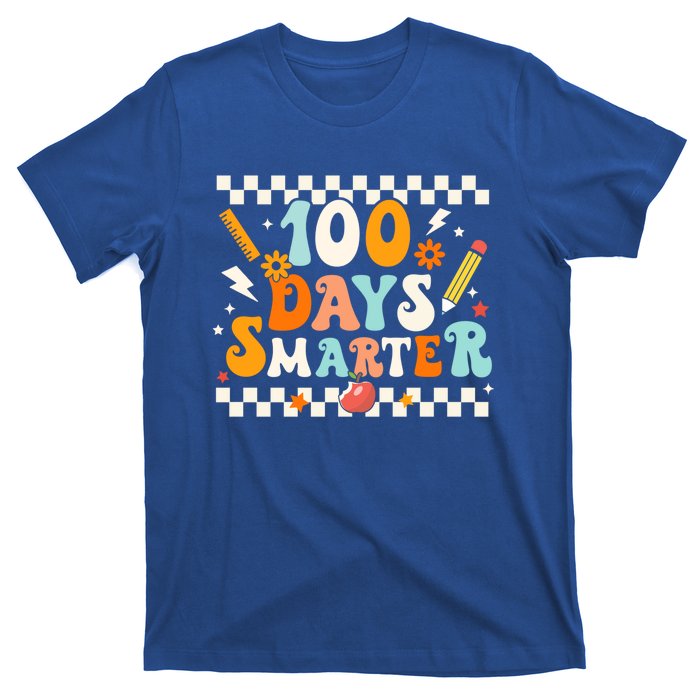 100 Days Smarter Groovy Retro Funny Happy 100 Days Of School Cute Gift T-Shirt