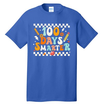 100 Days Smarter Groovy Retro Funny Happy 100 Days Of School Cute Gift Tall T-Shirt