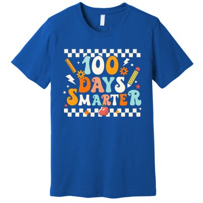 100 Days Smarter Groovy Retro Funny Happy 100 Days Of School Cute Gift Premium T-Shirt