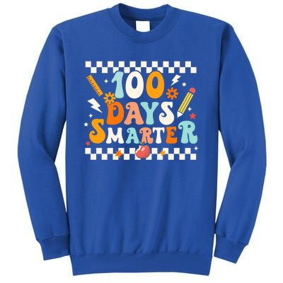 100 Days Smarter Groovy Retro Funny Happy 100 Days Of School Cute Gift Tall Sweatshirt