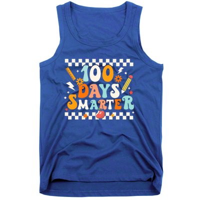 100 Days Smarter Groovy Retro Funny Happy 100 Days Of School Cute Gift Tank Top