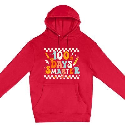 100 Days Smarter Groovy Retro Funny Happy 100 Days Of School Cute Gift Premium Pullover Hoodie