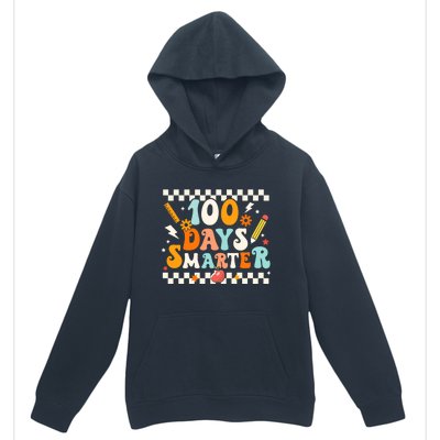 100 Days Smarter Groovy Retro Funny Happy 100 Days Of School Cute Gift Urban Pullover Hoodie