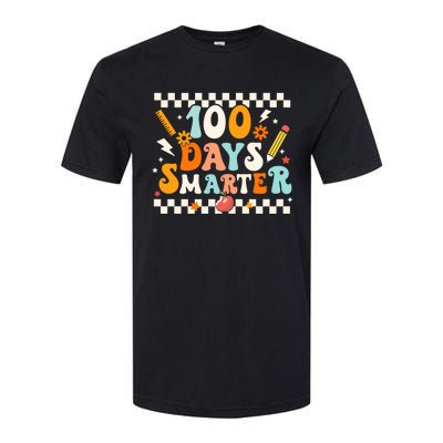 100 Days Smarter Groovy Retro Funny Happy 100 Days Of School Cute Gift Softstyle CVC T-Shirt