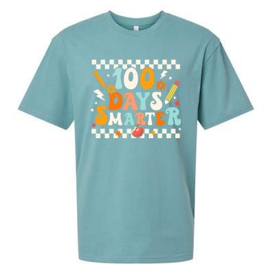 100 Days Smarter Groovy Retro Funny Happy 100 Days Of School Cute Gift Sueded Cloud Jersey T-Shirt