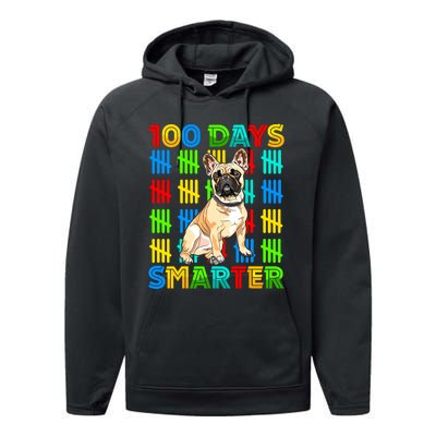 100 Days Smarter Frenchie Dog Lovers 100 Days Of School Performance Fleece Hoodie