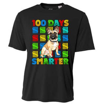 100 Days Smarter Frenchie Dog Lovers 100 Days Of School Cooling Performance Crew T-Shirt