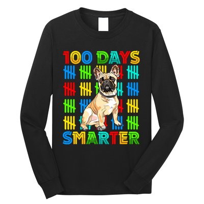 100 Days Smarter Frenchie Dog Lovers 100 Days Of School Long Sleeve Shirt