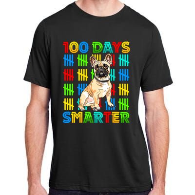 100 Days Smarter Frenchie Dog Lovers 100 Days Of School Adult ChromaSoft Performance T-Shirt