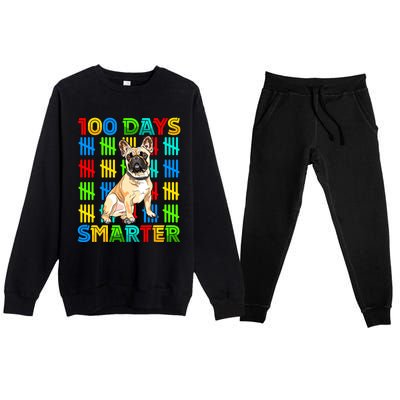 100 Days Smarter Frenchie Dog Lovers 100 Days Of School Premium Crewneck Sweatsuit Set