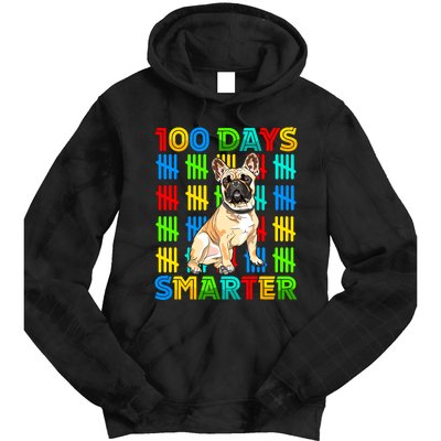 100 Days Smarter Frenchie Dog Lovers 100 Days Of School Tie Dye Hoodie