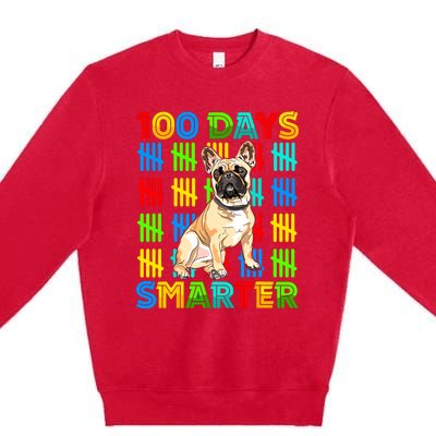 100 Days Smarter Frenchie Dog Lovers 100 Days Of School Premium Crewneck Sweatshirt