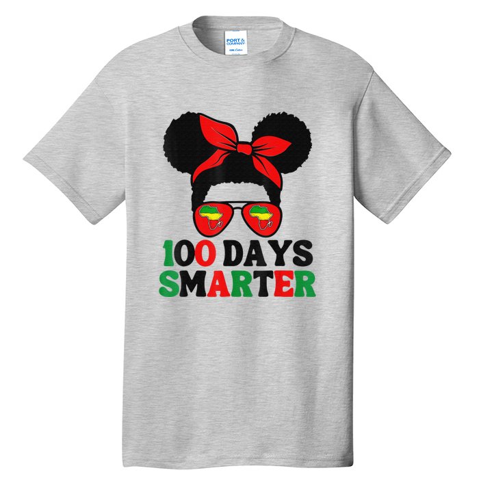 100 Days Smarter Afro Messy Bun Black History Month Tall T-Shirt